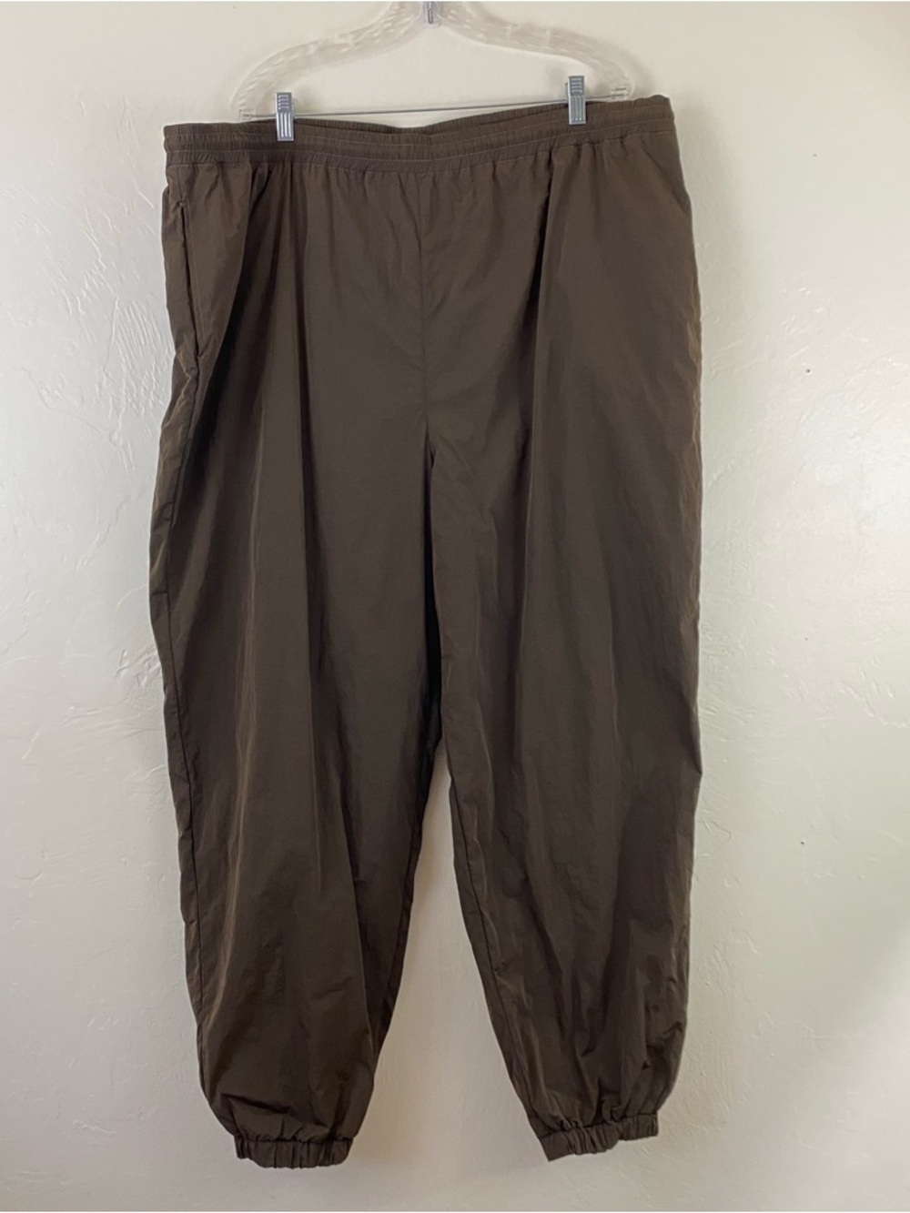 Good American Size 3X Olive Green Elastic Waist Oversized Track Pant Trouser